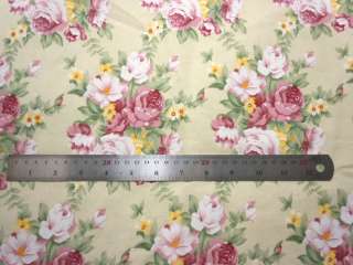 Da50 Per Meter Beige Pink Flower Rose Linen Sofa/Cushion Cover Fabric 