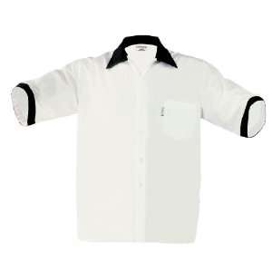   Works BCCS WHT Black Contrasting Cook Shirt, Size L