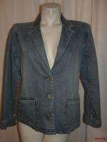   PLATINUM Lighter Blue Stretch Denim Heart Back Jacket Blazer Size 1