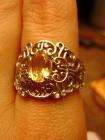   Natural Yellow Citrine Filigree Sterling Silver 925 Ring size 7.5