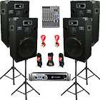 Crown XLS2500 Amp 4 Speakers Mixer Stands Cables DJ Set CROWN1500CSET9