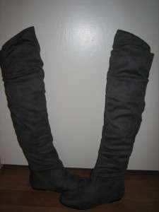 Suede Slouch Thigh High Fashion Dress Flat Boots ALL Sz  