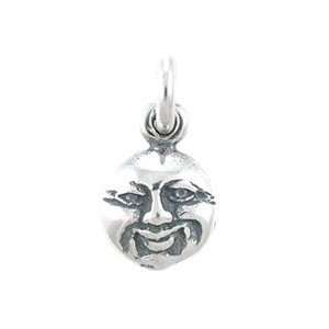  Tiny Round Man in the Moon Pendant or Charm in Sterling 