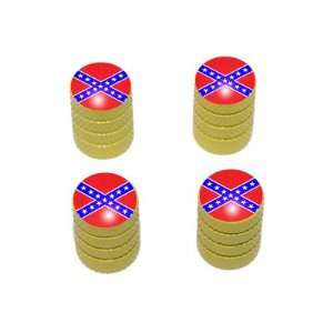  Rebel Confederate Flag   Tire Rim Valve Stem Caps   Yellow 