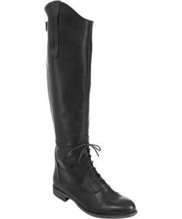 Charles David black leather Roust partial lace up riding boots
