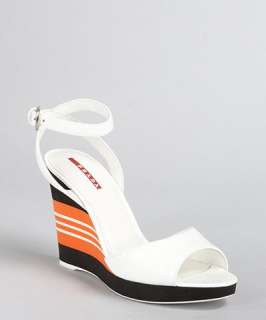 Prada Prada Sport white patent leather Vernice platform sandals