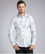 Paul Smith PS Paul Smith light blue faded floral cotton long sleeve 