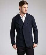 Paul Smith navy cotton double breasted peacoat style# 318947401