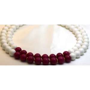   Agate and Indian Gold Beads Beaded Necklace 17 Long Gino Jewelry