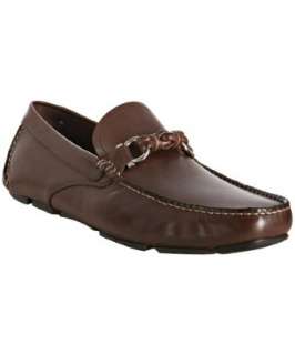 Ferragamo brown leather Grado moc toe loafers   