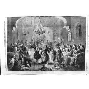   1862 SOIREE ALEPPO DANCING SMOKING PIPES ANTIQUE PRINT