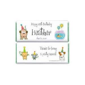 BD209   Birthday Party Animals Candy Bar Wrappers:  Grocery 