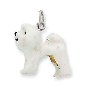   Designer Jewelry Gift Sterling Silver Enameled Bichon Frise Charm