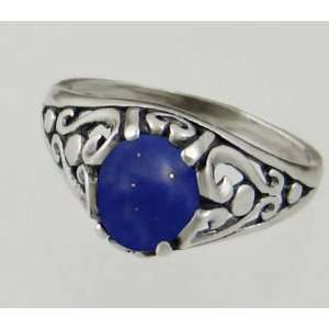Sterling Silver Filigree Ring Featuring a Genuine Lapis Lazuli Made in 