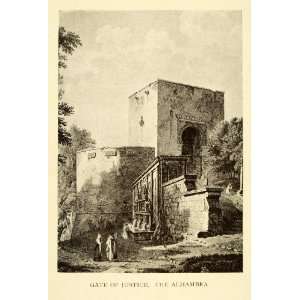  1907 Print Gate Justice Alhambra Granada Spain Historical 