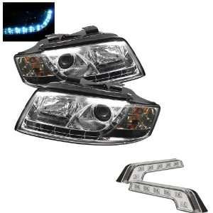 Carpart4u Audi A4 DRL LED Chrome Projector Headlights and LED Day Time 
