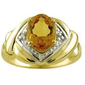  Citrine & Diamond Ring (November Birthstone) 14K Yellow 