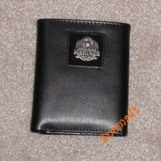 Genuine Leather Wallet US Marines Corps Pewter Logo Tri  