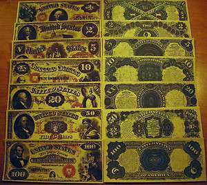 Replica Currency 7pc 1878 Legal Tender Set US Paper Money Copy  