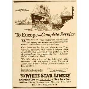   White Star Line American Red Boat   Original Print Ad: Home & Kitchen