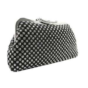   Clutch Evening Purse with Encrusted with Silver Crystal Beads