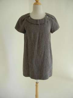 CHLOE Tiny Tweed Gray Linen SHORT Chic DRESS F38  