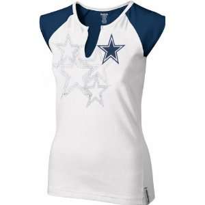   Cowboys Womens White High Pitch Split Neck Top: Sports & Outdoors