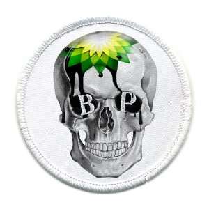  DEATH SKULL BP Oil Spill 4 inch Round Sew on Patch 