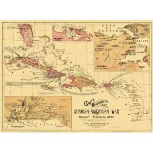  SPANISH AMERICAN WAR (WEST INDIES) MAP 1898: Home 
