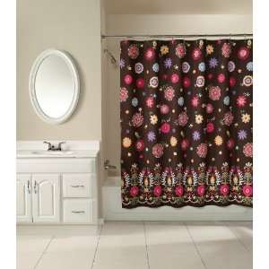    Tossed Floral Fabric Shower Curtain 72 W x 72 L