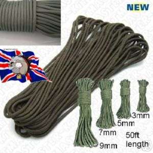 NEW 50ft Utility Rope Nylon Purlon Para cord Green 3mm  
