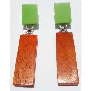     Green post with Red wood Earrings Jean Daniel Christin Jewelry