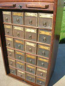   Drawer OAK File Box Cabinet Original Finish wRoll TAMBOUR DOOR  