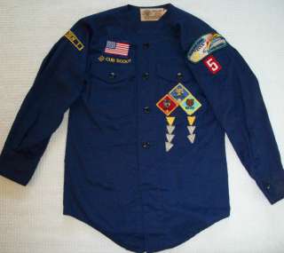 Vintage CUB SCOUT Uniform Shirt S SCOUTS No Collar LngSleeve Boulder 
