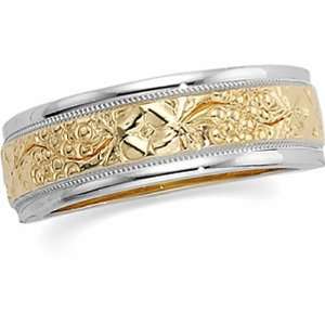  14K Two Tone Gold Gents Wedding Band: Jewelry