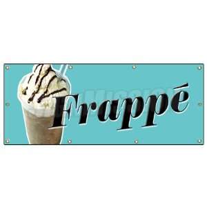  36x96 FRAPPE BANNER SIGN greek iced coffee cart cold 