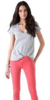 James Perse Heathered Relaxed Casual V Neck Tee  