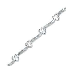   Link Bracelet in Sterling Silver   7.25 SS/DIAMOND BRACELETS Jewelry