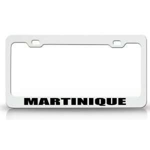 MARITINIQUE Country Steel Auto License Plate Frame Tag Holder White 