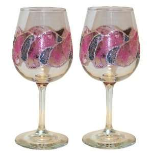   Painted Wine Glasses. Set of 2. Signed by Artisan: Kitchen & Dining