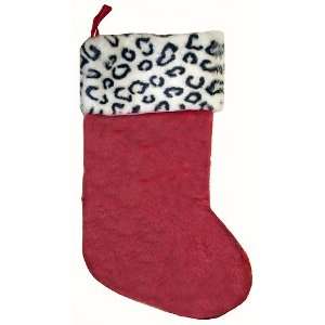   Plush Christmas Stocking With Faux Cheetah Fur Trim: Home & Kitchen