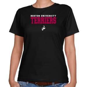  Boston Terriers Ladies Black University Name Classic Fit T 