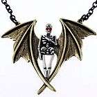 N244A Gothic Punk Vampire Bat Wing Skeleton Skull Chai