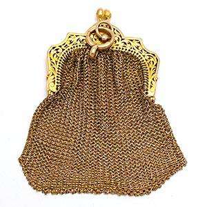 Victorian Era Antique Solid Gold Mesh Coin Purse Bag  