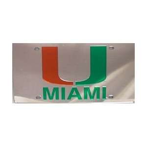  Miami Hurricanes Silver Mirror License Plate W/ Split U 