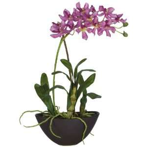   Mini Vanda w/Black Vase Silk Flower Arrangement: Patio, Lawn & Garden