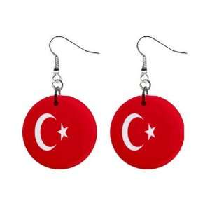 Turkey Flag Button Earrings