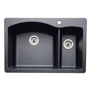 33 Drop In/Undermount Double Bowl Granite Sink with 9 1/2 Bowl Depth 