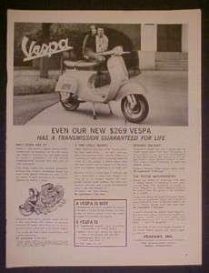 VESPA Motorcycle~Scooter Bike VESCONY Inc PROMO~1964~AD  