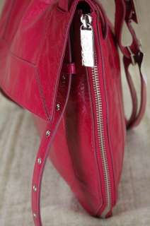  Jenny Messenger Tote Shoulder Bag $645 Pink Crinkled Patent Leather